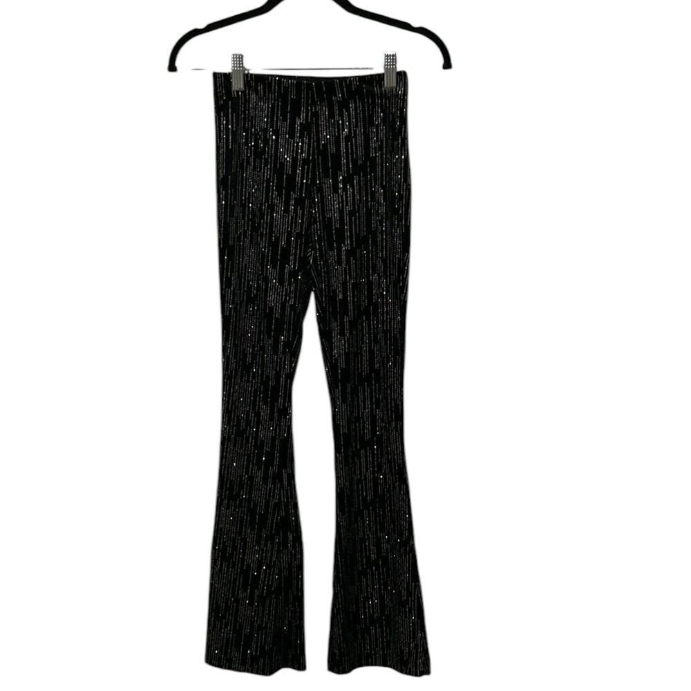 Zara Black Shiny Flare Stretchy Black Leggings/Pants(Size 11-12 yrs) - Picture 2 of 6